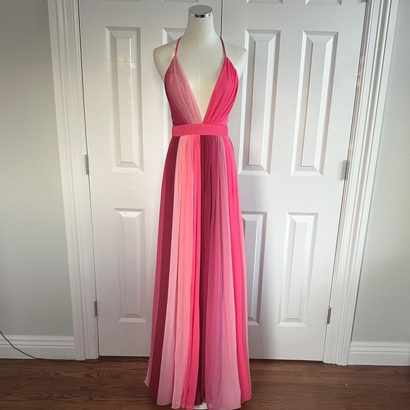 Luxxel Dresses & Skirts - Luxxel Pink Ombre Romantic Feminine Halter Fit & Flare Maxi Dress Size S
